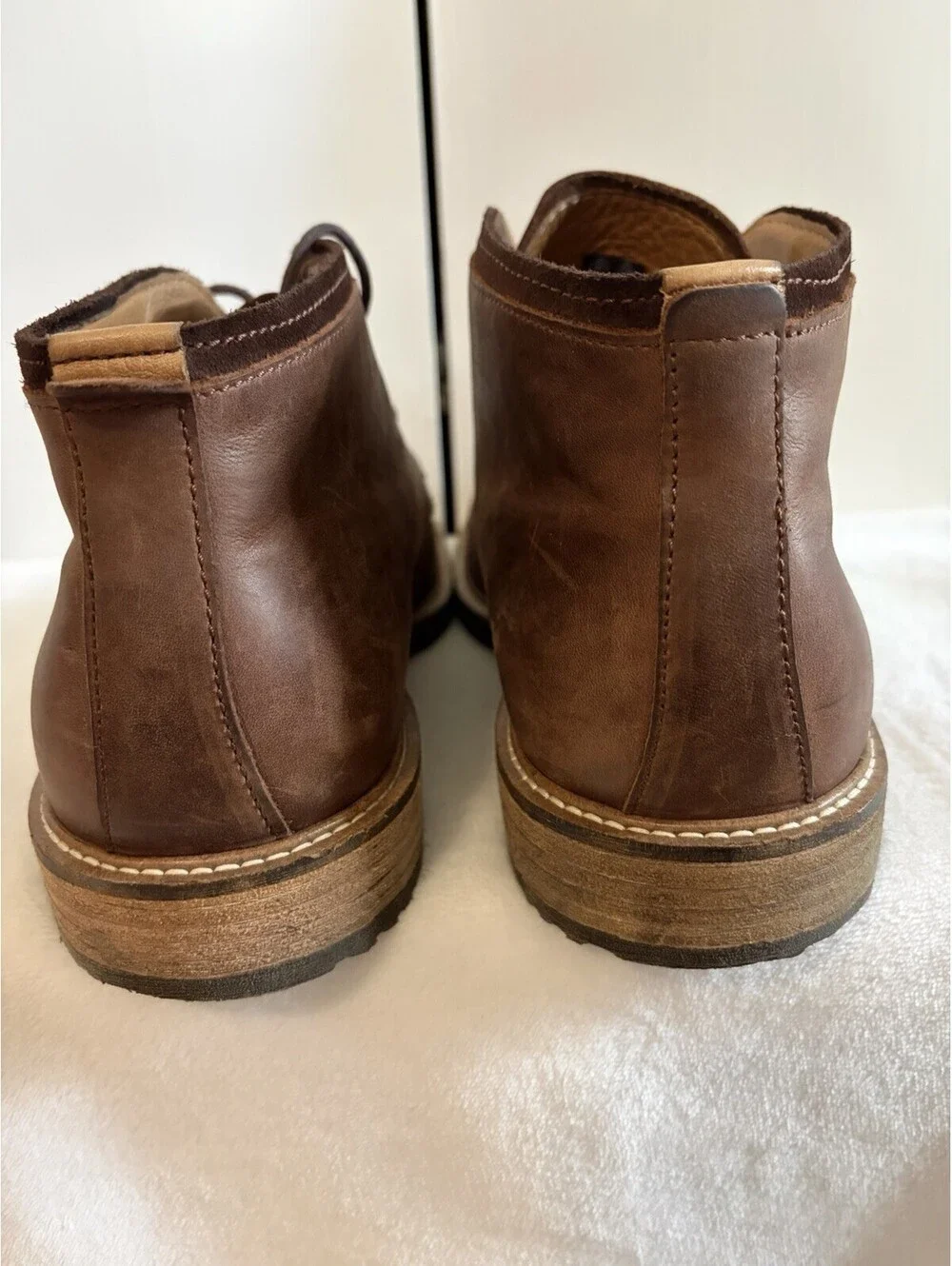 ECCO Kenton Derby Boot Men's EU 47 US 13 - 13.5 Brown Leather Stacked Heel NWOT